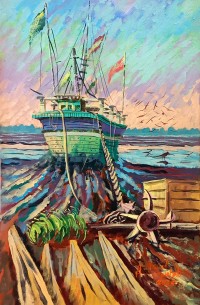 Abdul Wahab, 14 x 22 Inch, Acrylic On Canvas, Seascape Painting, AC-AWB-035